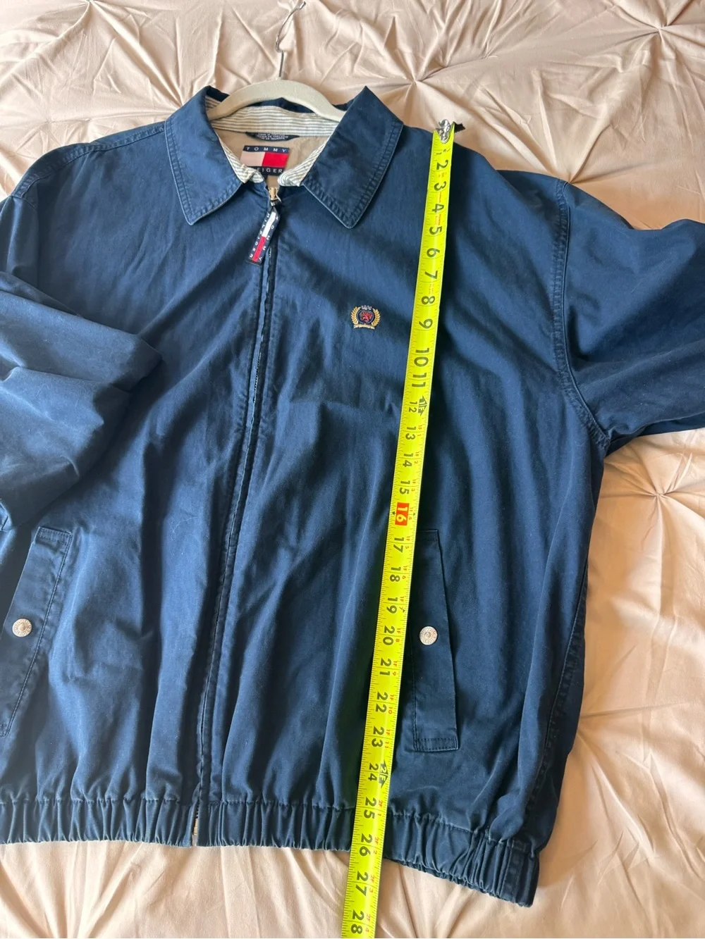 🔥 Vintage 90s Y2K Tommy Hilfiger Navy Lion Crest Zip Harrington Jacket Men’s XL